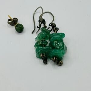 Vintage 1970's Aventurine Earrings with Stud for Third Hole